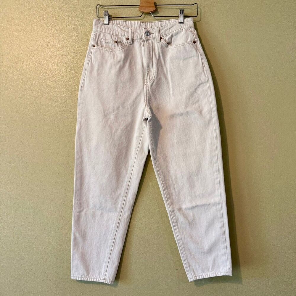 &Denim Loose Mom Jeans Ultra High Waist Ankle Length White Size 6 US